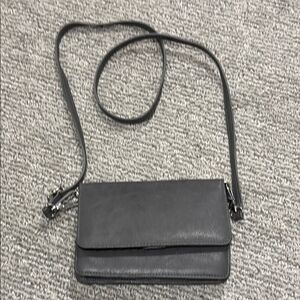 Gray Leather Crossbody Bag
